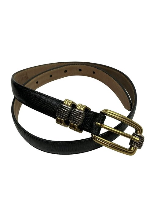 Brighton Classic Genuine Leather Belt With Ornate Gold & Silver Buckle Keeper De main image 7